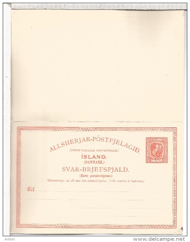 ISLANDIA ENTERO POSTAL DOBLE - Postal Stationery