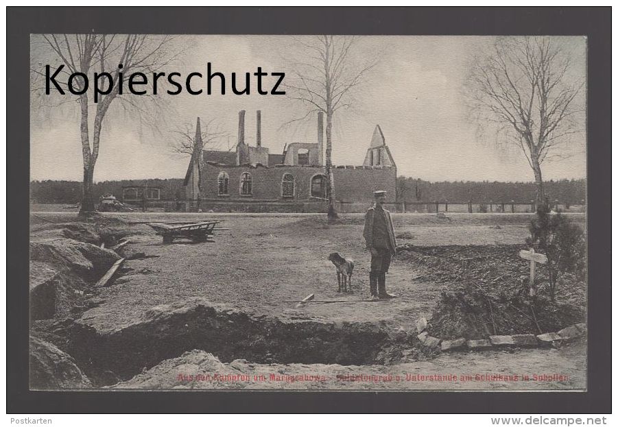 ALTE POSTKARTE AUS DEN KÄMPFEN UM MARGGRABOWA Schulhaus Olecko Oletzko Treuburg Cpa Postcard AK Ansichtskarte - Ostpreussen