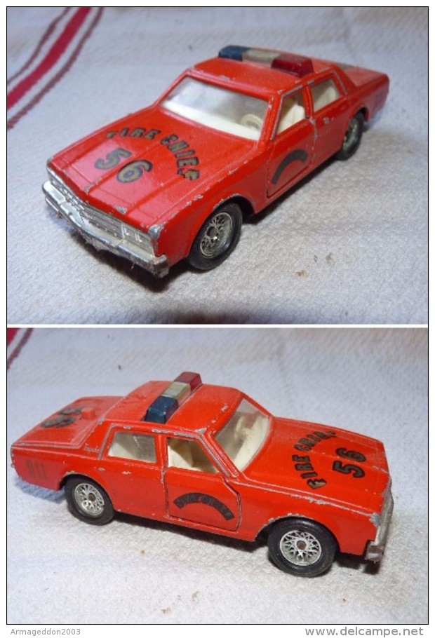 RARE VOITURE MAJORETTE CHEVROLET IMPALA POMPIER FIRE CHIEF 1/41 - Majorette