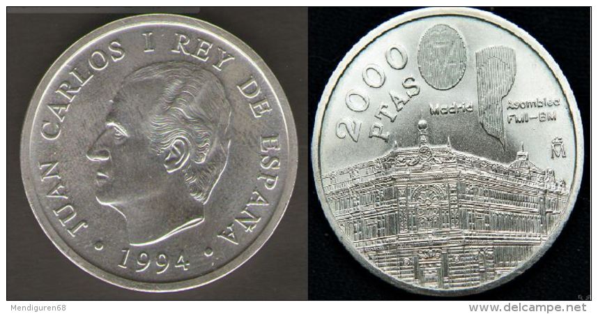 ESPAGNE SPAIN SPANIEN ESPAÑA 1994 KRA 937 FMI Y BANCO 2.000 PTAS SIVER ARGENT PLATA SC NC - Münz- Und Jahressets