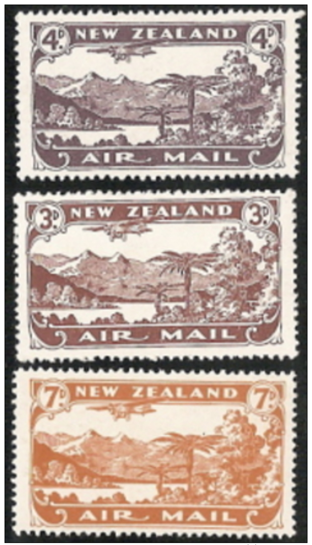 New Zealand,  Scott 2016 # C1 - C3,  Issued 1931,  Set Of 3,  MNH,  Cat $ 85.00,  Planes - Airmail