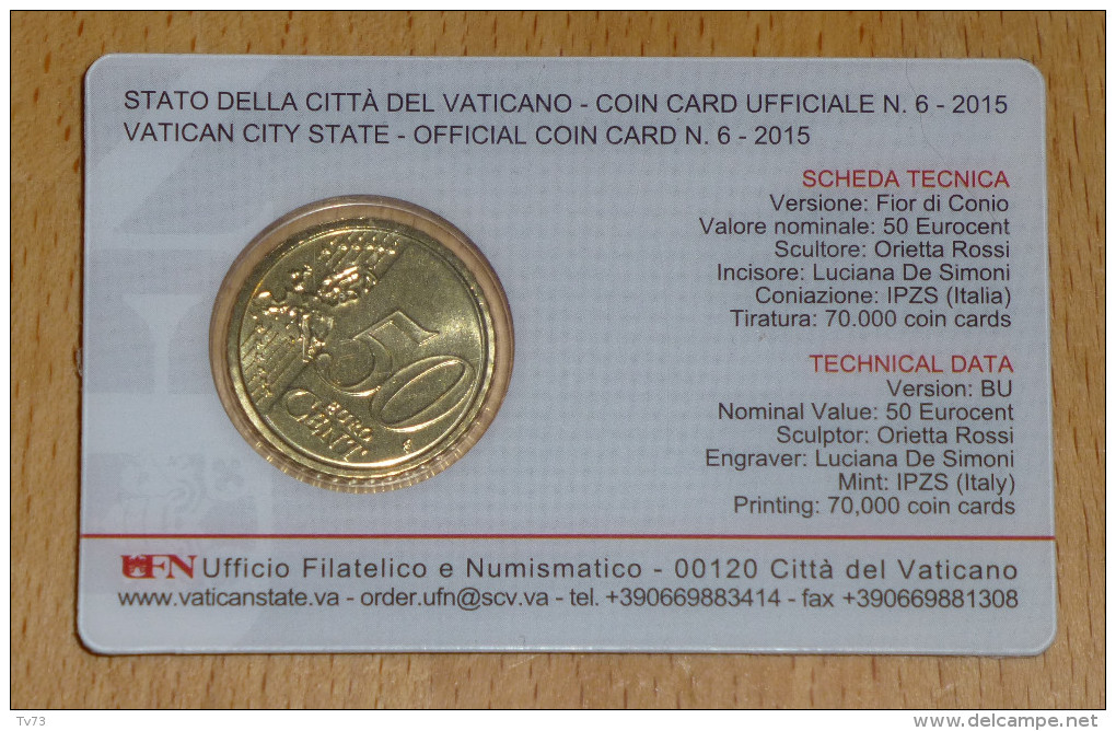 VATICAN  City Coin Card 2015 N°6 - 50 C Euro - Neuf - Non Ouvert - état Parfait - Vatican