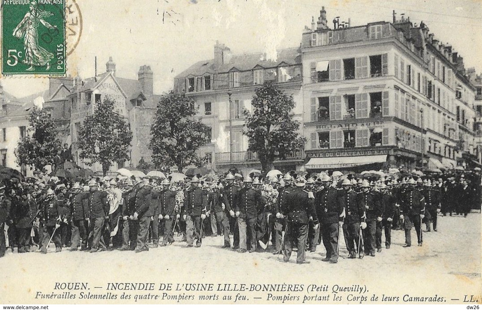 Rouen - Incendie De L'Usine Lille-Bonnières (Petit-Quevilly) - Funérailles Solennelles Des Quatre Pompiers - Les Corps - Funérailles