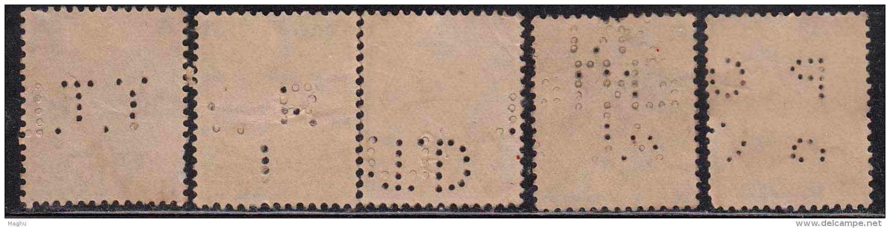 5 Perfin, Perfins On KG V Issue, British India Used - Perforiert/Gezähnt