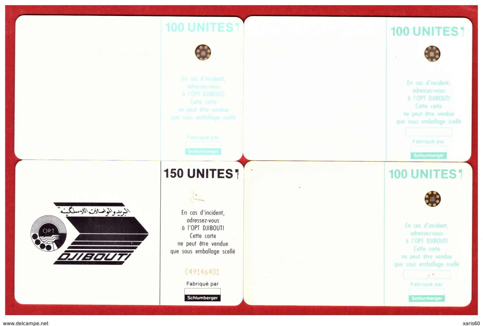 DJIBOUTI: DJI-12, 13 & 24 4 Cards 100 Units. SC4, SC5 & SC7 - Djibouti