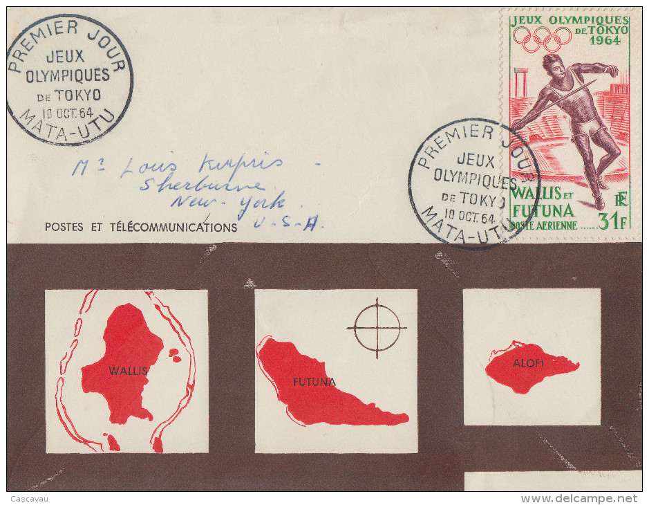 Enveloppe  FDC  1er   Jour     WALLIS  Et  FUTUNA     Jeux  Olympiques  De  TOKYO    MATA - UTU  1964 - Summer 1964: Tokyo