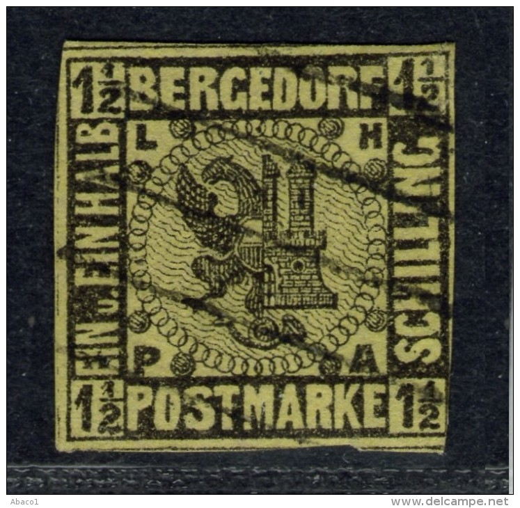 Strichstempel Auf 1 1/2 Shilling Gelb - Bergdorf Nr. 3 - Geprüft BPP - Kabinett - Bergedorf