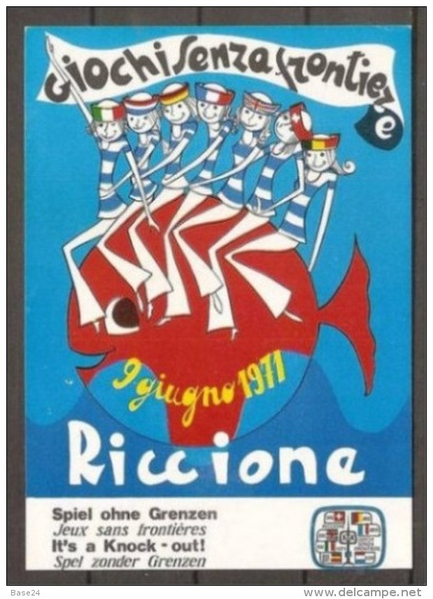 1971 Italia Italy Repubblica Cartolina GIOCHI SENZA FRONTIERE Annullo Speciale Riccione 9/6/71 Viagg. Bologna - Ohne Zuordnung