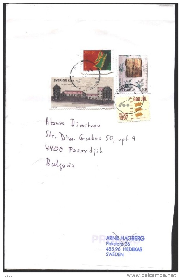 Mailed Cover With Stamps 1997, 2001, 2013  From  Sweden To Bulgaria - Covers & Documents