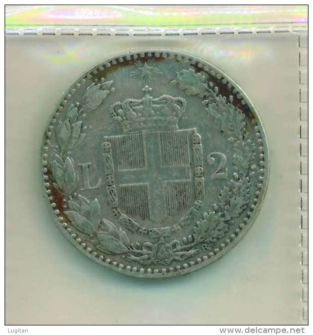 I. REGNO - UMBERTO I° ANNO 1882 - 2 LIRE ARGENTO  - QUALITA' BB/SPL - NON PULITA PATINA ORIGINALE  - ZECCA ROMA - 1878-1900 : Umberto I.