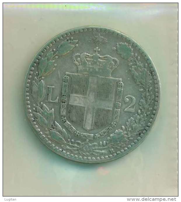 I. REGNO - UMBERTO I° ANNO 1897 - 2 LIRE ARGENTO  - QUALITA' BB/SPL - NON PULITA PATINA ORIGINALE  - ZECCA ROMA - 1878-1900 : Umberto I.