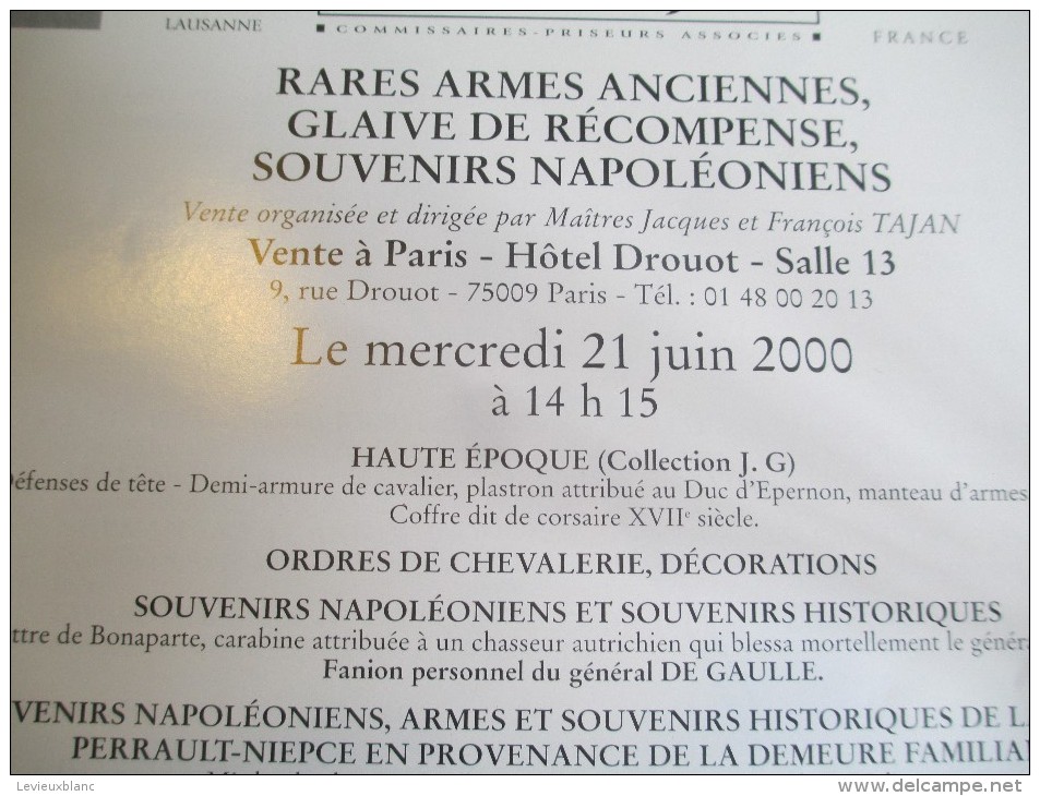 Armes Et Uniformes/Catalogue De Vente Aux Enchéres/ Etude TAJAN/Rares Armes Anciennes/2000   CAT138 - France