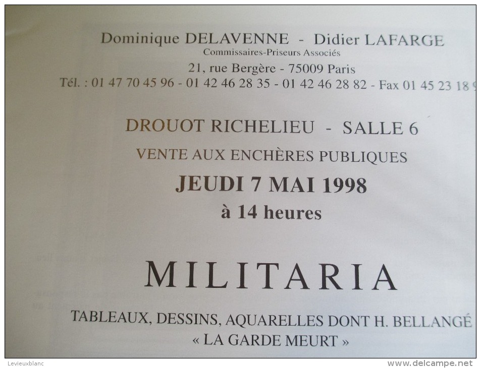 Armes Et Uniformes/Catalogue De Vente Aux Enchéres/ DELAVENNE-LAFARGE/Militaria/1998  CAT141 - France