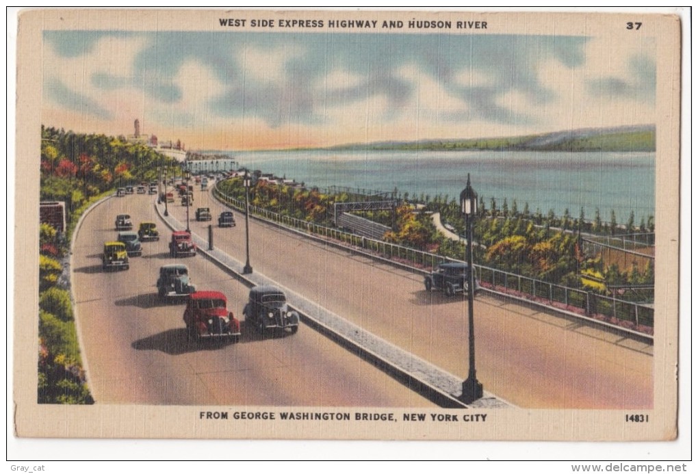 West Side Express Highway And Hudson River, New York City, Unused Linen Postcard [17525] - Transport