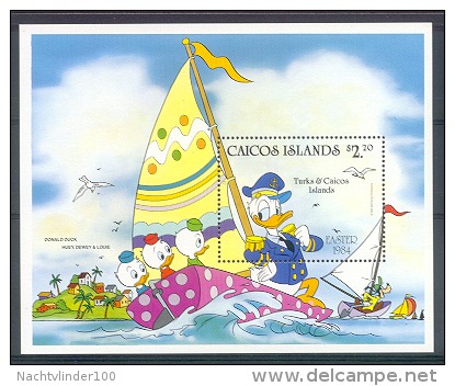 Nct126 WALT DISNEY PASEN DONALD GOOFY ZEILWEDSTRIJD SAILING CONTEST EASTER CAICOS 1984 PF/MNH - Disney