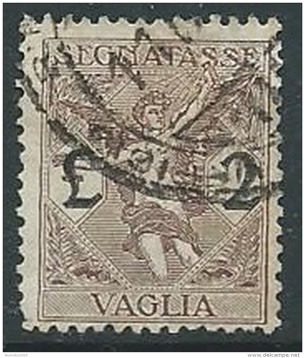 1924 REGNO USATO SEGNATASSE PER VAGLIA 2 LIRE - U30-9 - Mandatsgebühr