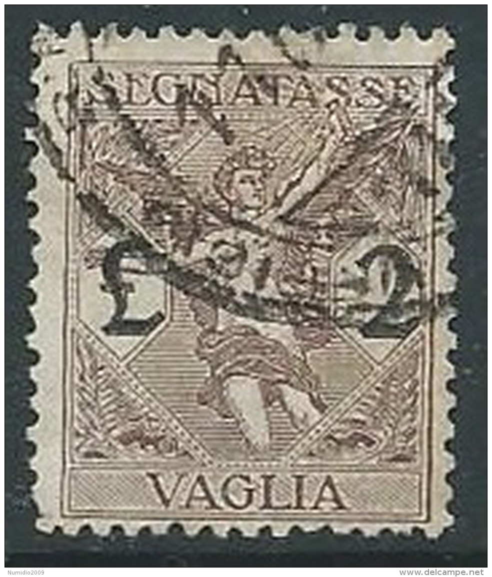 1924 REGNO USATO SEGNATASSE PER VAGLIA 2 LIRE - U30-9 - Taxe Pour Mandats