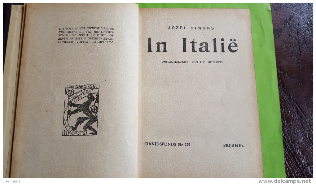 Jozef Simons, In Italië, 1930, Davidsfonds Nr 229 - Oud