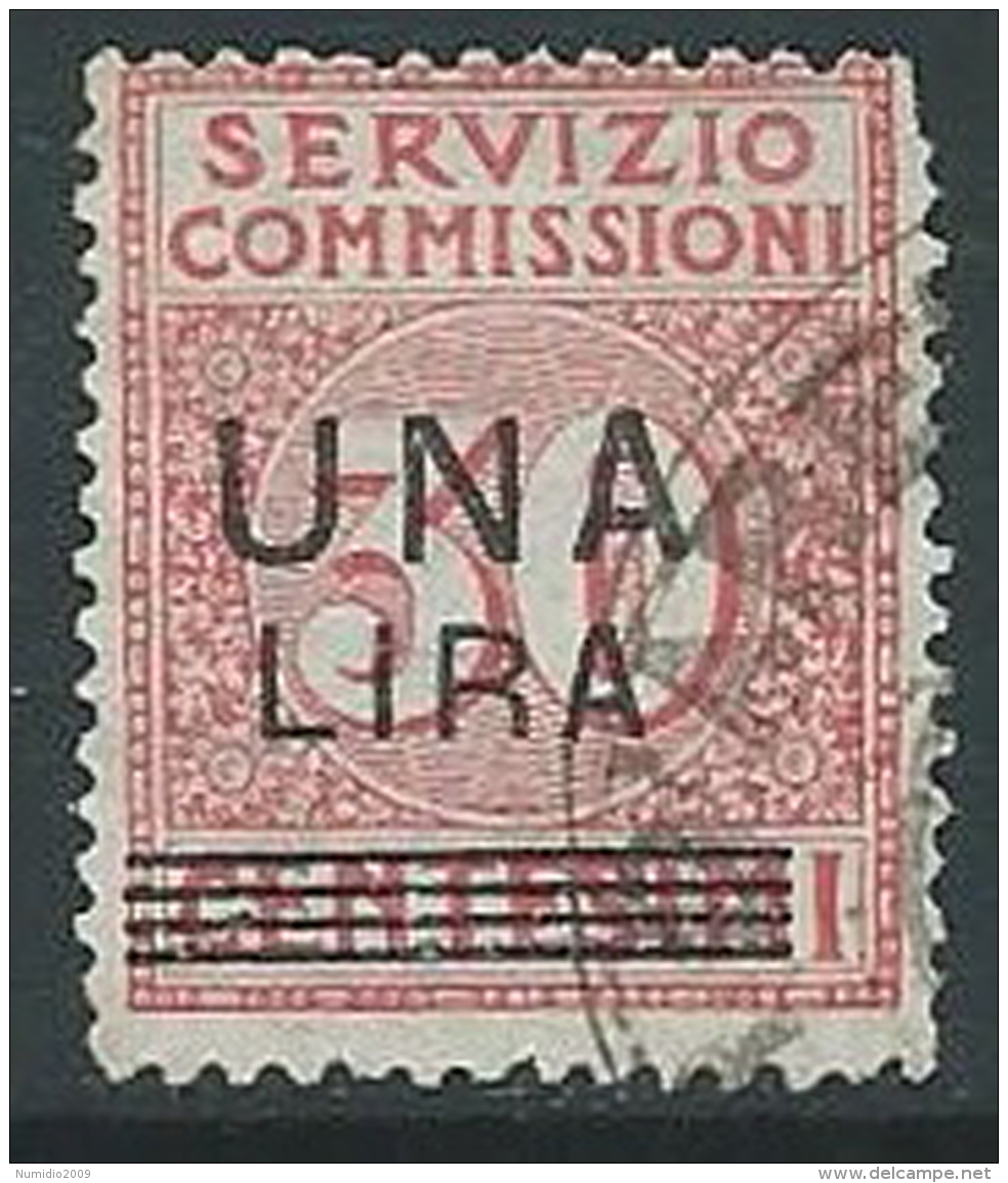 1925 REGNO USATO SERVIZIO COMMISSIONI 1 LIRA SU 30 CENT - U30-10 - Taxe Pour Mandats