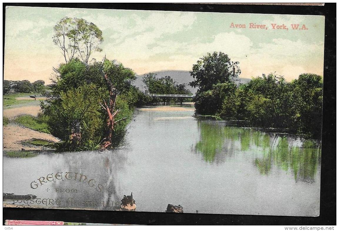 Cpa D'australie  Occidentale  Taxée - Avon River, York  -WA - Greetings From Western Australia  - Yvert N°70 - ODB05 - Cartas & Documentos