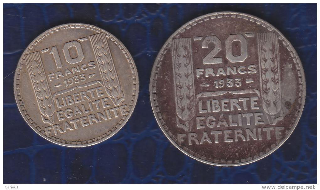 C1 LOT TURIN 10 Francs Et 20 Francs 1933 29.80 Grammes ARGENT - Sonstige & Ohne Zuordnung