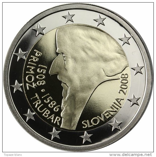 SLOVENIE 2008 / 2 EURO COMMEMORATIVE / PRIMOZ TRUBAR - Slovénie