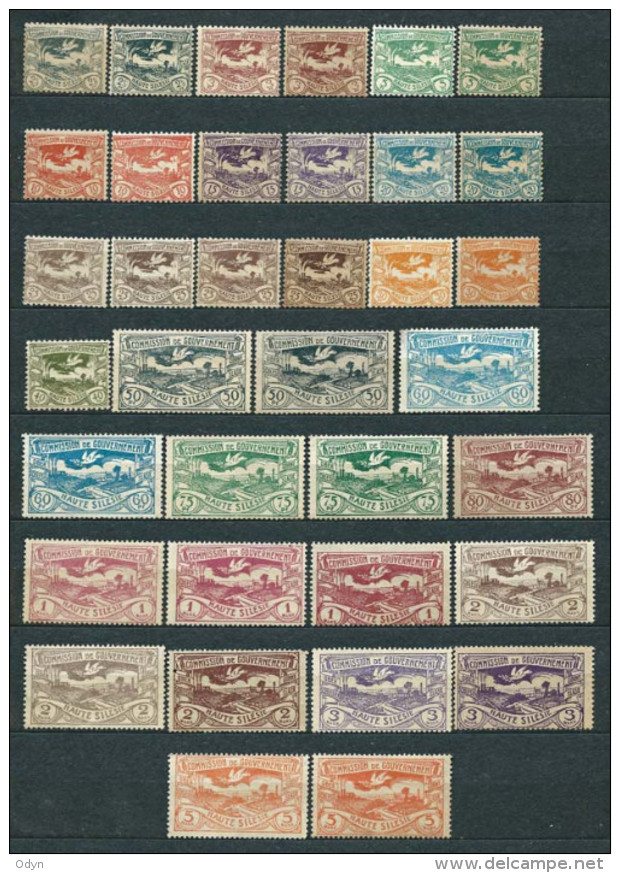 Poland 1920, Upper Silesia (Plebiscite) MiNr 13-29 ENHANCED Series Of 36 Stamps (*) - Color Tones, Paper Types... - Silésie