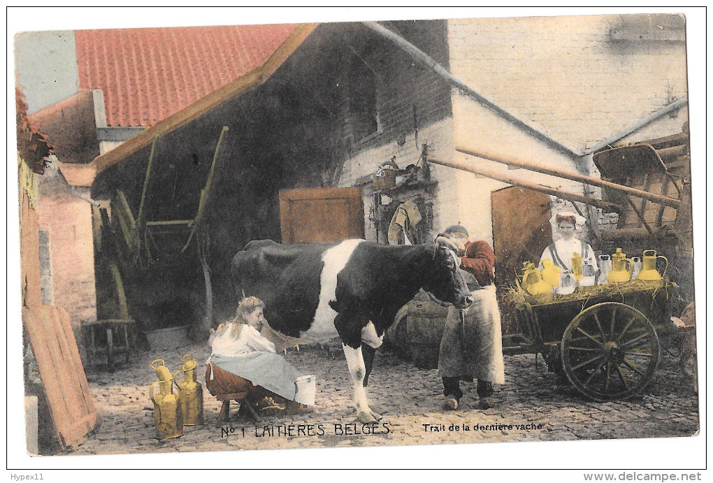 Laitières Belges 1 Trait De La Dernière Vache Charrette Colorisée Bon état Cachet Ypres Yper 1926 2 Timbres - Fermes