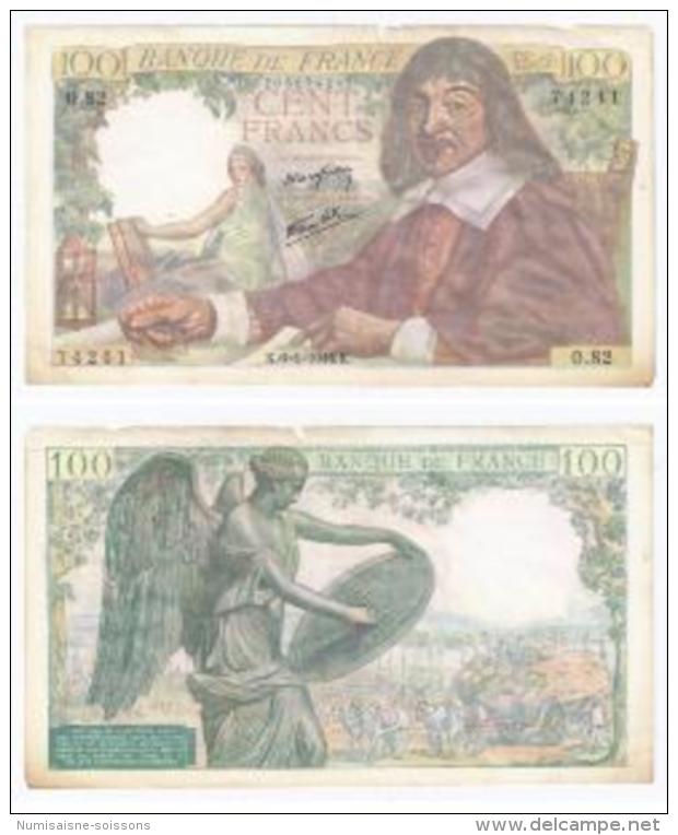 FAY 27/04 - 100 FRANCS DESCARTES - 06/01/1944 - TRES BEAU - 100 F 1942-1944 ''Descartes''