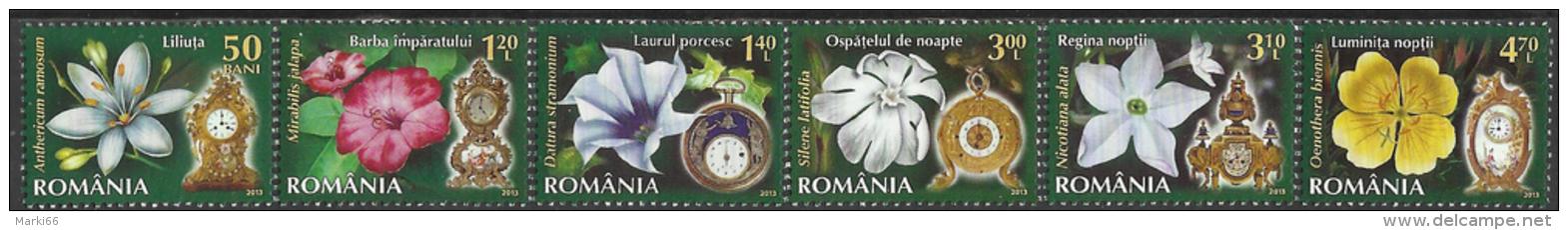 Romania - 2013 - Flower Clocks, Part 2 - Mint Stamp Set - Nuovi