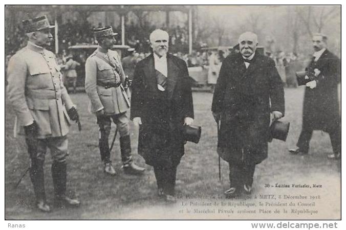 CPA CLEMENCEAU POINCARE PETAIN Metz écrite - Evènements