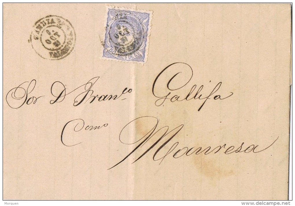 17940. Carta Entera GANDIA (valencia) 1871. Alegoria España - Covers & Documents