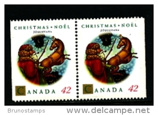 CANADA - 1992  42c  CHRISTMAS  PAIR FROM BOOKLET  MINT NH - Ungebraucht