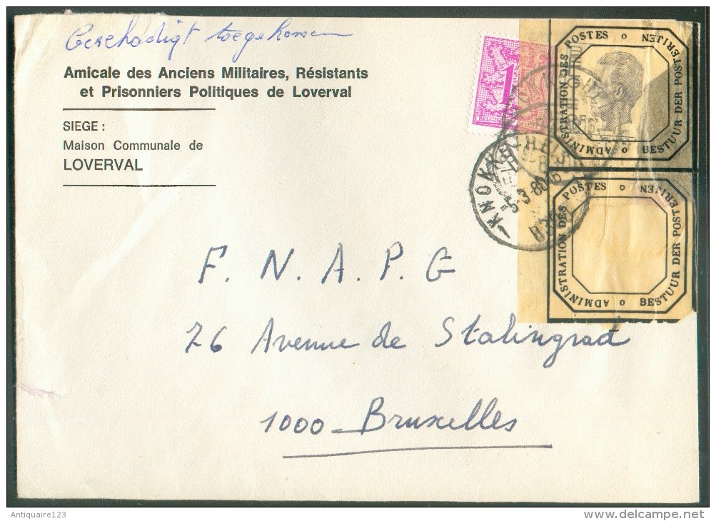 Lettre Affranchie à 9 Fr. Obl. Sc KNOKKE-HEYST Du 5-3-1980 Vers Bruxelles + Etiquettes De Réparation De L´Admnistration - Crash Covers