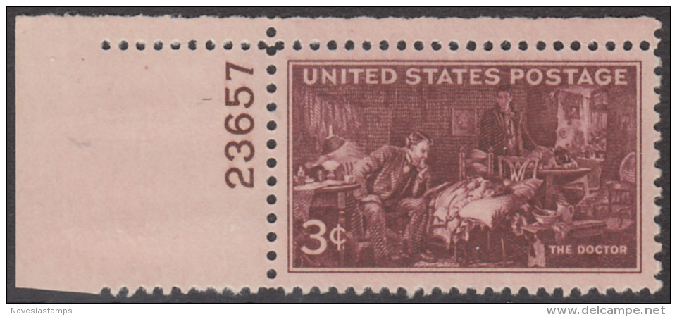 !a! USA Sc# 0949 MNH SINGLE From Upper Left Corner W/ Plate-# (23657) - Doctor's Association - Unused Stamps