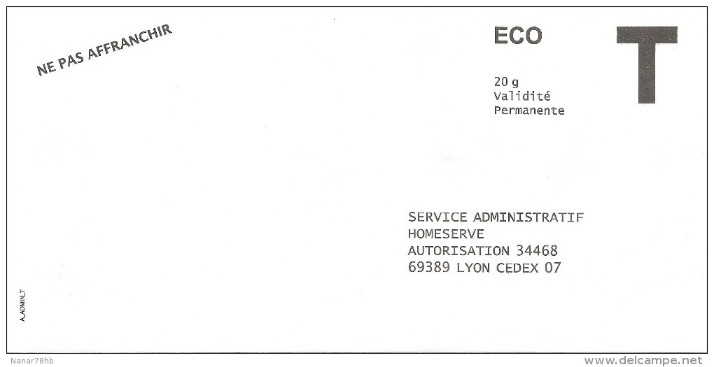 Enveloppe T Service Administratif Homeserve, Eco 20gr - Cards/T Return Covers