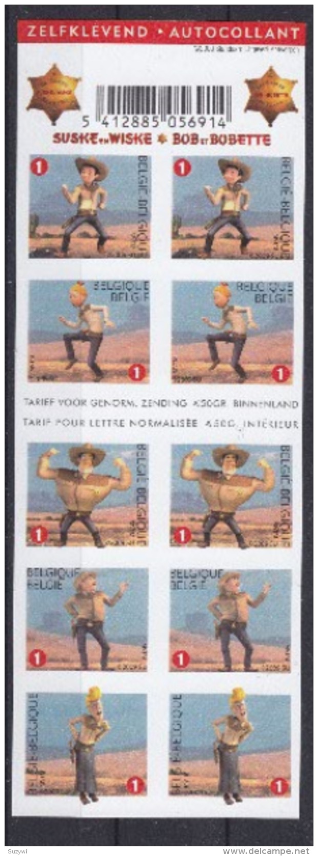 Belgium**CARTOONS- BOB&BOBETTE/SUSKE&WISKE In TEXAS-COWBOYS-BOOKLET 10v-2009-MNH - Unused Stamps