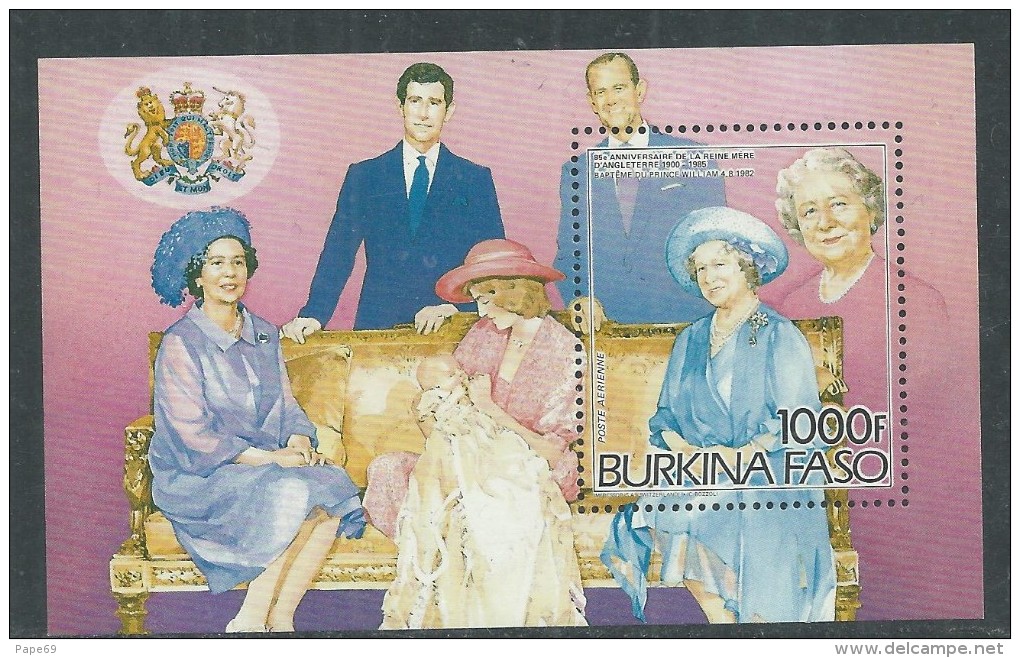 Burkina Faso BF N° 27 XX 85 ème Anniversaire De La Reine-mère Elisabeth, Le Bloc Sans Charnière, TB - Burkina Faso (1984-...)