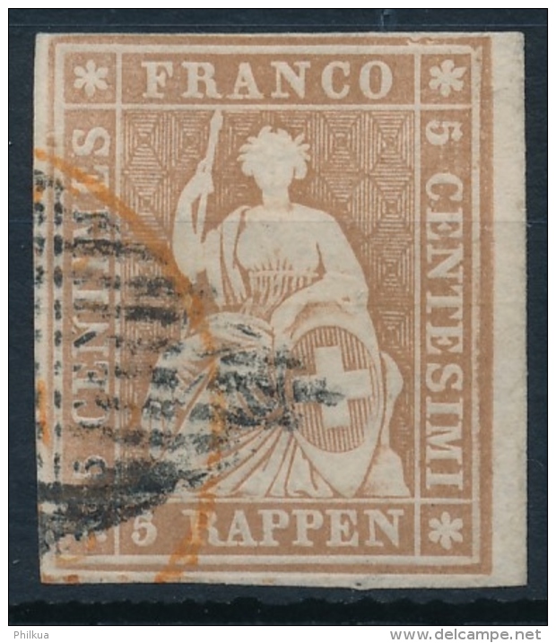 22C 5 Rappen Strubel Mit Schwarzer Raute Und Bogenrand, Weissrandig Mit ATTEST: Berra-Gautschy - Used Stamps