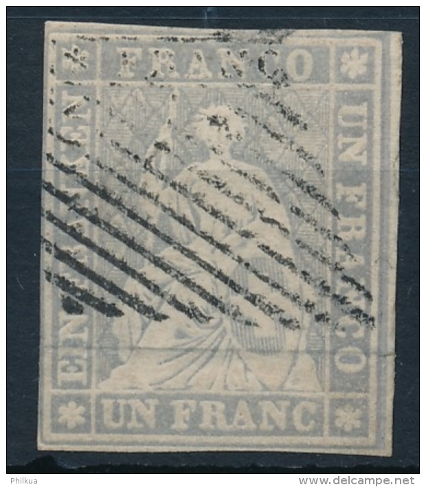 27Ca 100 Rappen Strubel Klare Schwarze Eidgenössische Raute, Vollrandig Mit ATTEST: Trüssel - Used Stamps