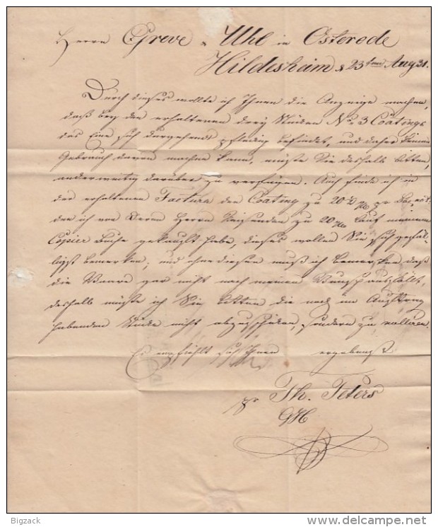 Brief R2 Hildesheim 25.8.1831 Gel. Nach Osterode Mit Inhalt - Vorphilatelie