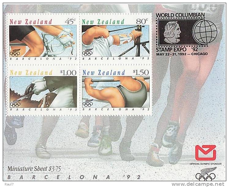 NEW ZEALAND, J.O. BARCELONA92 1 BF NEUF *** (MNH SHEET) - Unused Stamps