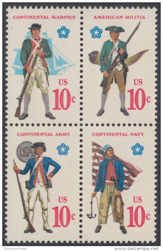 !a! USA Sc# 1565-1568 MNH BLOCK (a02) - Military Uniforms - Neufs