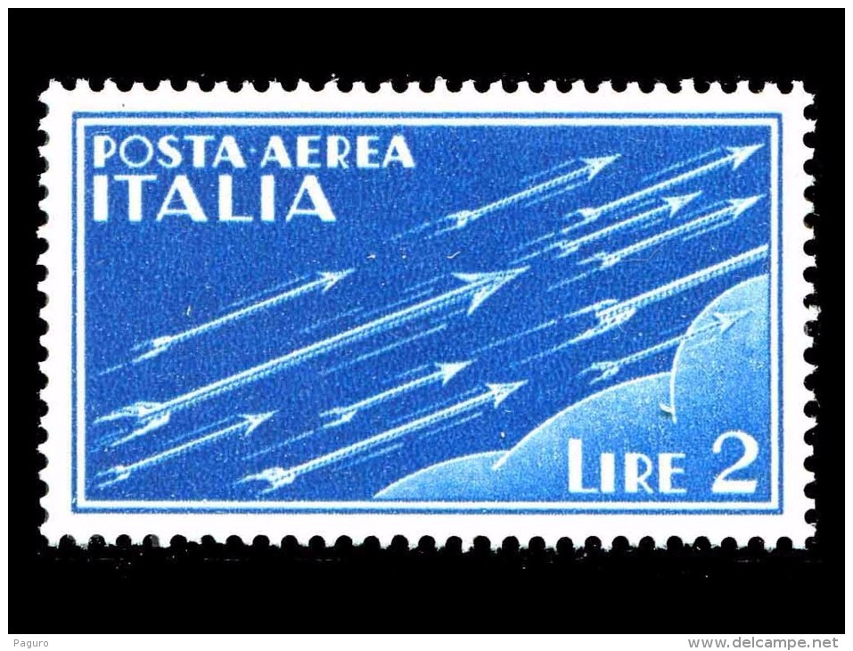 ITALIA REGNO 1930 1932 Posta Aerea Soggetti Allegorici Lire 2 Integro MNH ** - Poste Aérienne