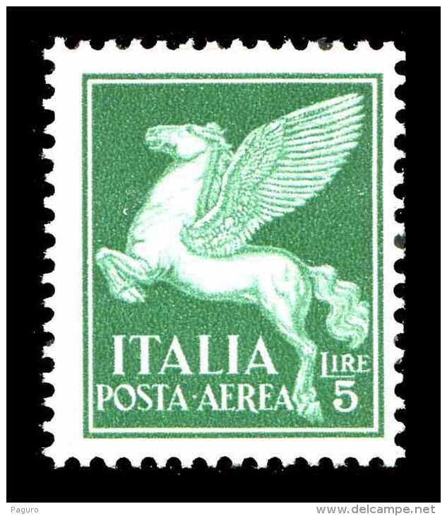 ITALIA REGNO 1930 1932 Posta Aerea Soggetti Allegorici Lire 5 Integro MNH ** - Luftpost