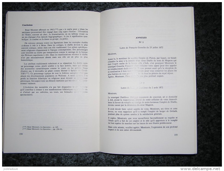 LE DIABLE DANS LE FOLKLORE DE WALLONIE Régionalisme Légendes Basse Semois Cortège Mons Ath Géants Ellezelles Toponymie