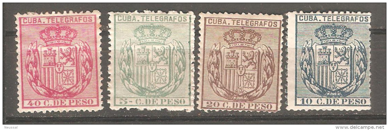 Sellos Telegrafos  Nº 81/4  Cuba. - Cuba (1874-1898)