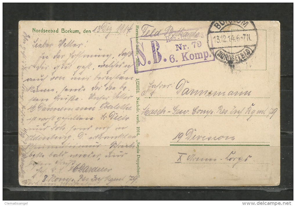 126b * NORDSEEBAD BORKUM * FELDPOST 6.KOMPANIE * 1914 **!! - Borkum