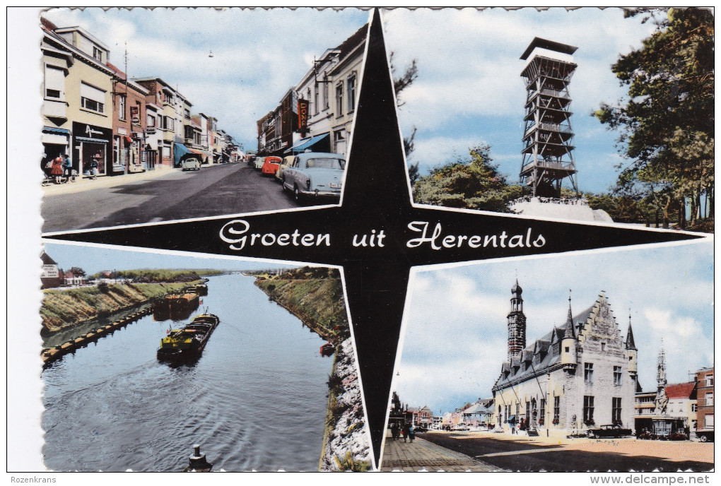 Groeten Uit Herentals Grote Kaart Kempen Albertkanaal Kanaal Binnenschip Peniche Barge - Herentals