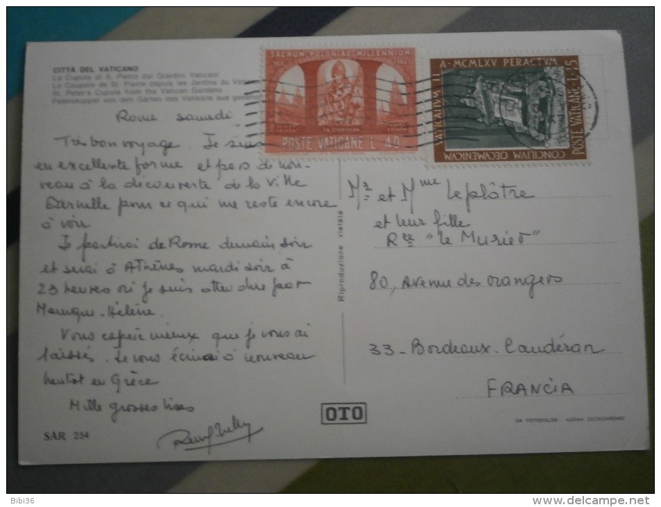 VATICAN VATICANE VATICANO TIMBRE STAMP LETTER COVER LETTRE ENVELOPPE ENV PLI CARTE CARD - Frankeermachines (EMA)